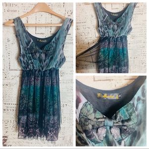 Missshop Bow Tulle Dress Size Small Green Black